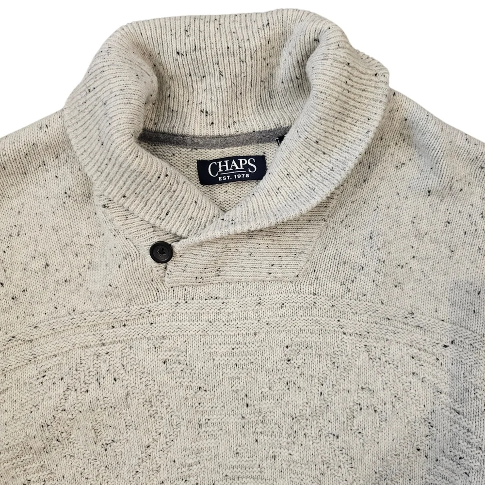 Chaps Men's Speckled Cream Turtleneck Sweater